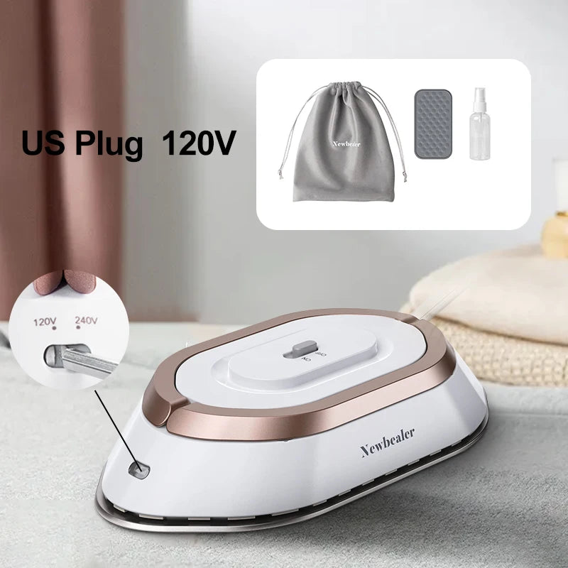 Handheld Mini Electric Dry Iron 120V/220V Dual-Voltage 30S Heat Non-Steam Garment Irons for Clothes Portable Lightweight Travel