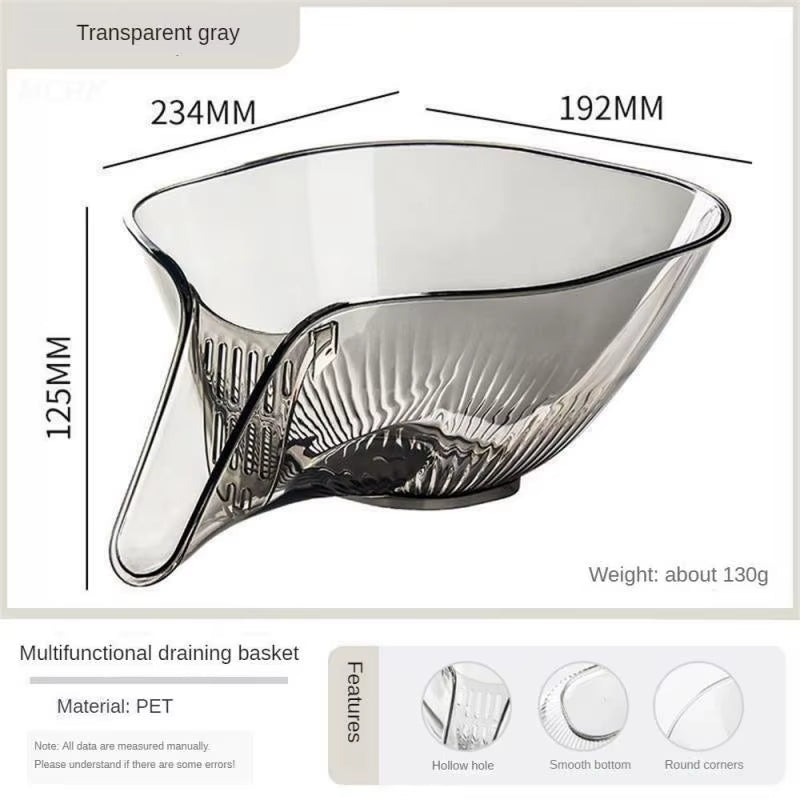 Rice-Washing Artifact Easy to Use Storage of Fruit Kitchen Washing Rice Basket Plastic Draining Fine Water Hole Wash Fruit Basin