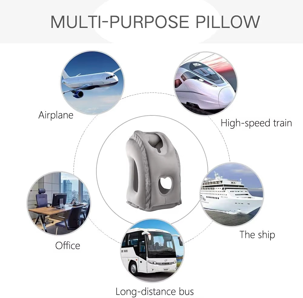 Inflatable Travel Sleeping Bag Portable Cushion Neck Pillow for Men Women Outdoor Airplane Flight Train Sleeping Easy