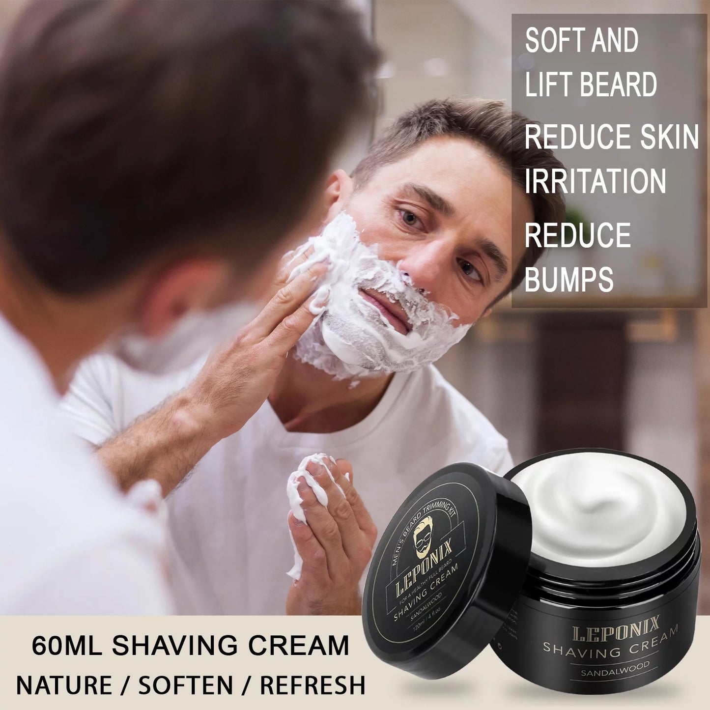 Shaving Kit for Men,Mens Shaving Kit Include Sandalwood Shaving Cream, Shaving Soap, Shaving Brush, Shaving Bowl Gift Set for Men Gifts for Boyfriend