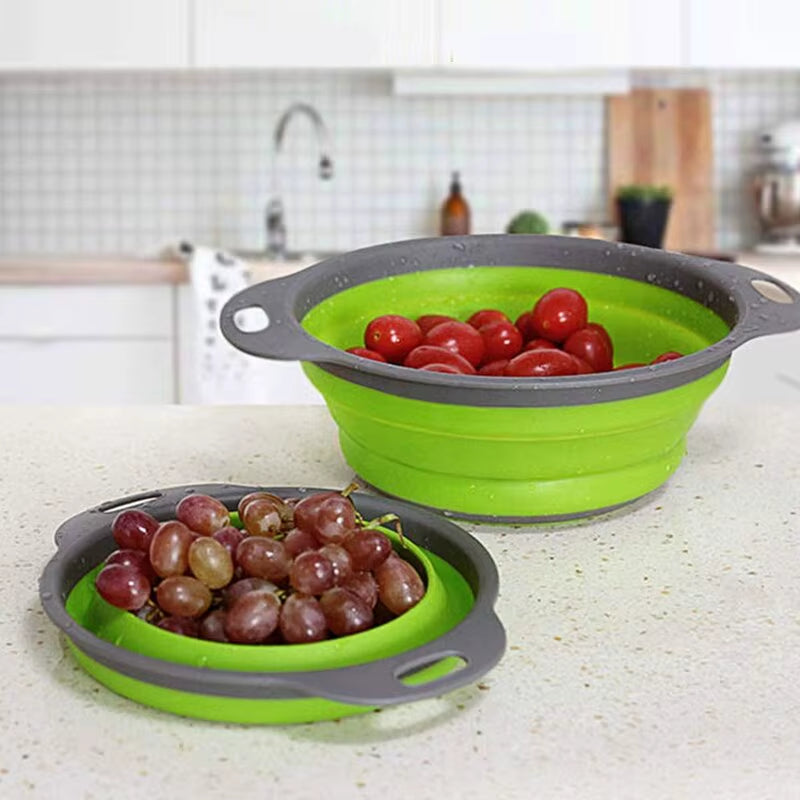 Folding Silicone Drain Basket Fruit Vegetable Washing Basket Foldable Strainer Colander Collapsible Drainer