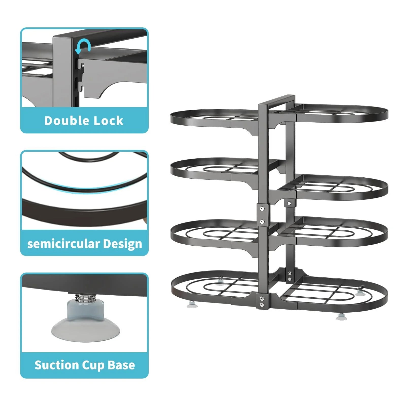 6 Tier Pots and Pans Lid Organizer Rack Holder, Adjustable Pot Organizer Rack for under Cabinet, Pot Rack for Kitchen Organization and Storage, Black Visit the Wisdom Star Store