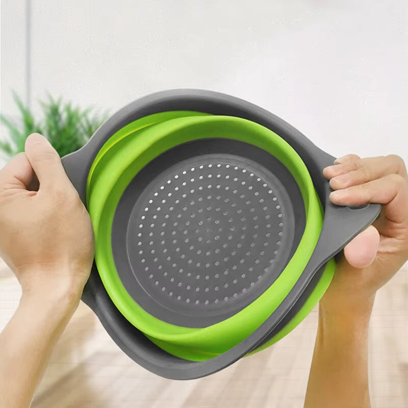 Folding Silicone Drain Basket Fruit Vegetable Washing Basket Foldable Strainer Colander Collapsible Drainer