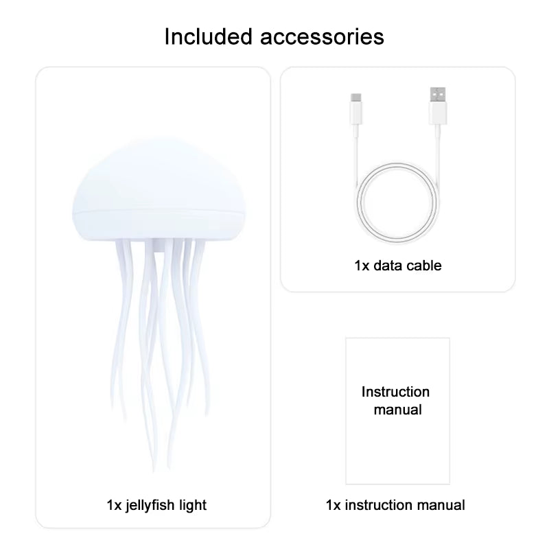 RGB Gradient Jellyfish Bedside Lamp Rechargeable Desk Lamp with Dancing Legs and Touch Sensor Voice Control