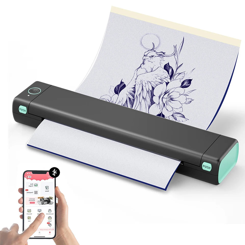 Tattoo Printer Thermal Template Machine Wireless Bluetooth Professional A4 Paper Printer Compatible with Android Ios Portable