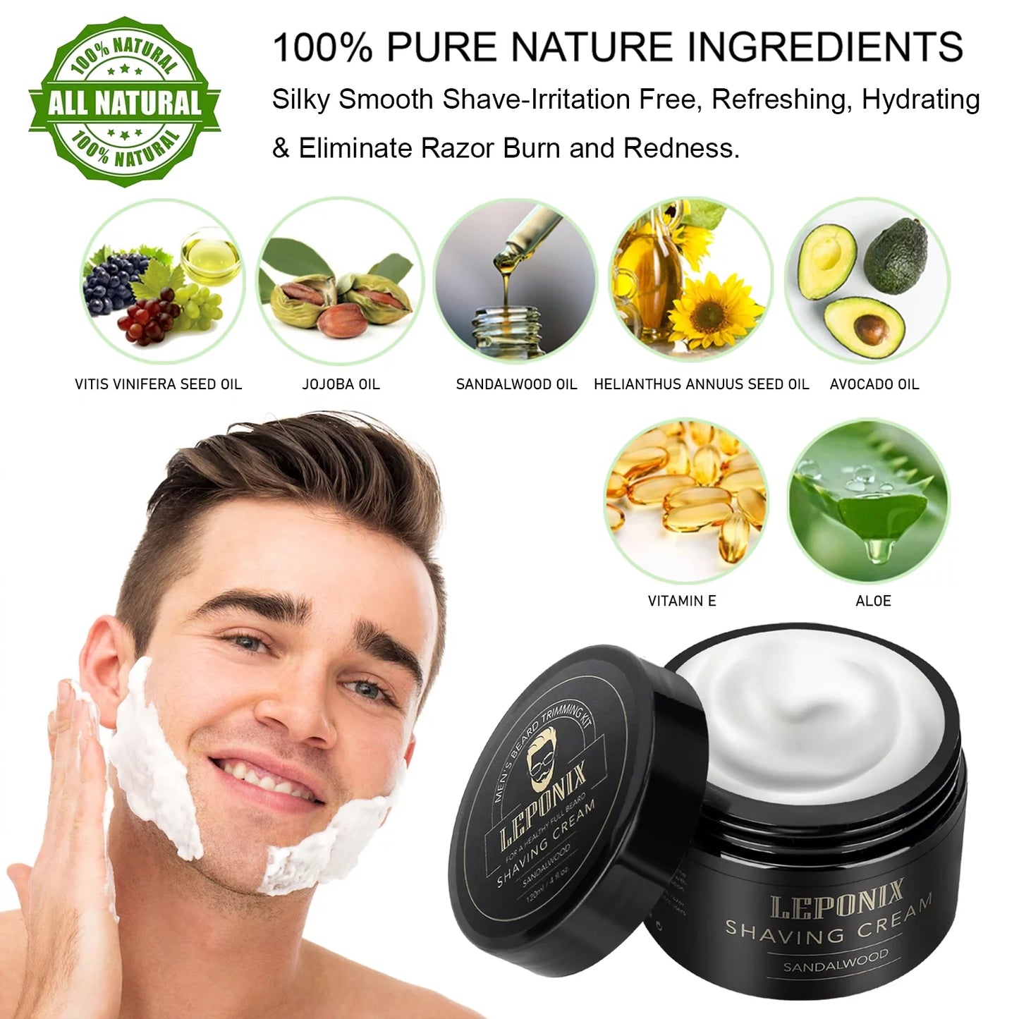 Shaving Kit for Men,Mens Shaving Kit Include Sandalwood Shaving Cream, Shaving Soap, Shaving Brush, Shaving Bowl Gift Set for Men Gifts for Boyfriend